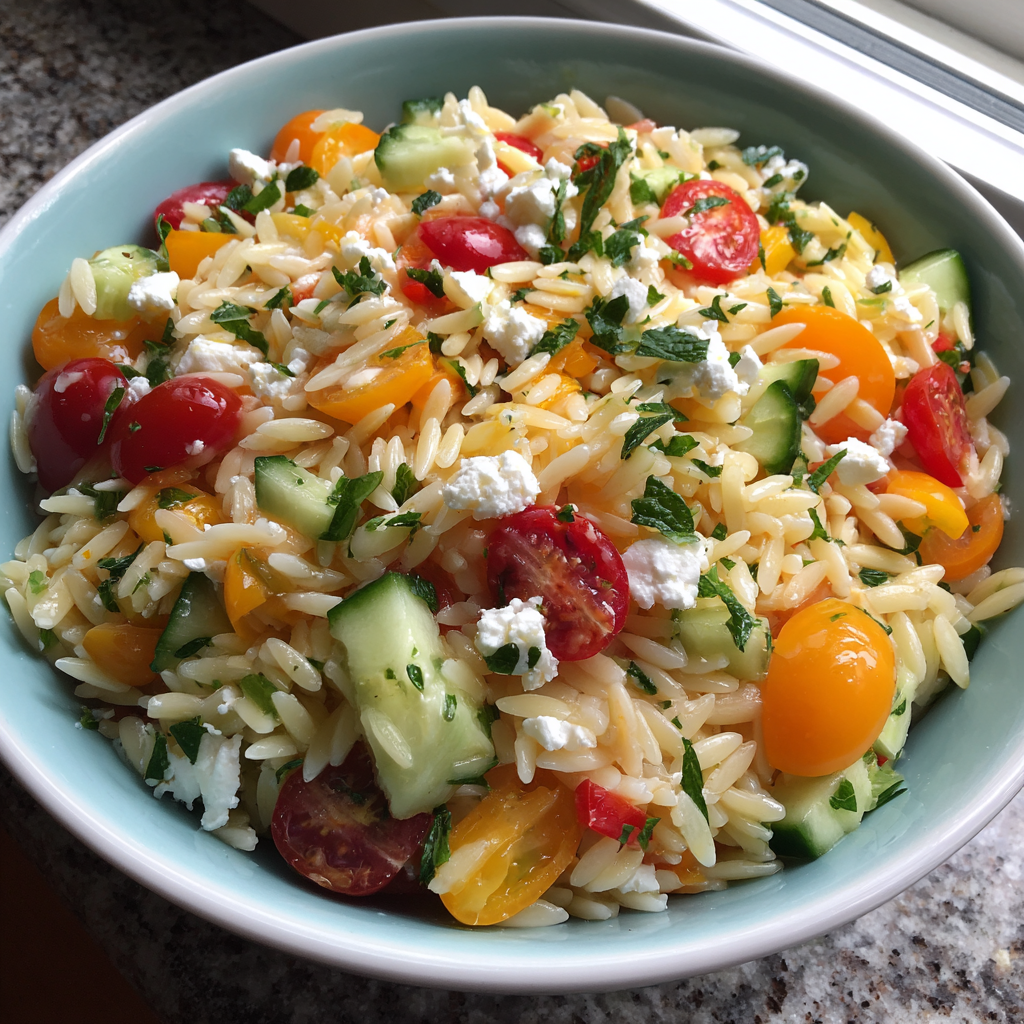 Fräsch Orzo Pastasallad: Perfekt för Sommarens Picknickar, 10 minuter