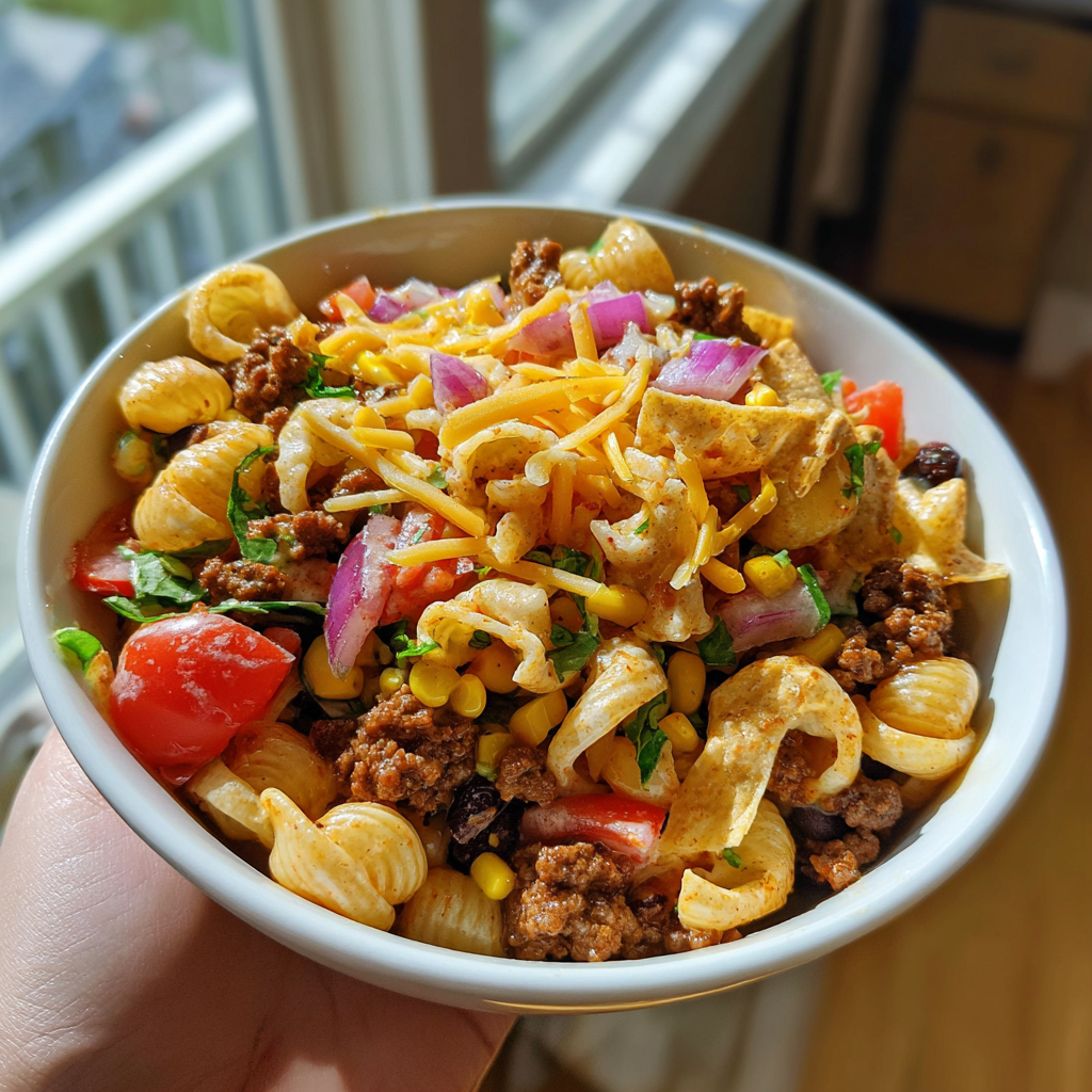 Krispig Taco Pastasallad med Krämig Dressing på 20 Minuter: Perfekt!