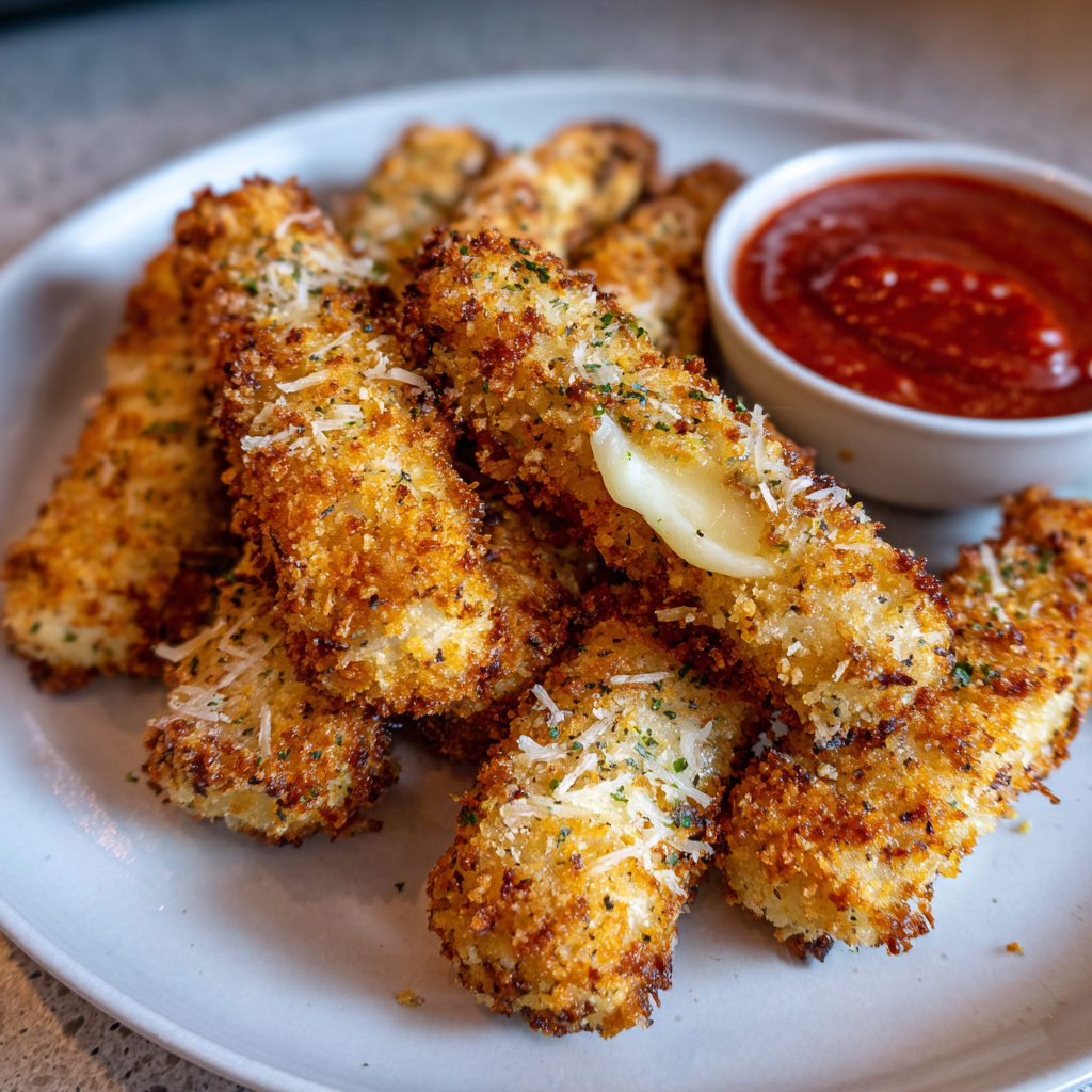 Gyllene mozzarellasticks luftfritös: Smält ost på 6 minuter, perfekt!