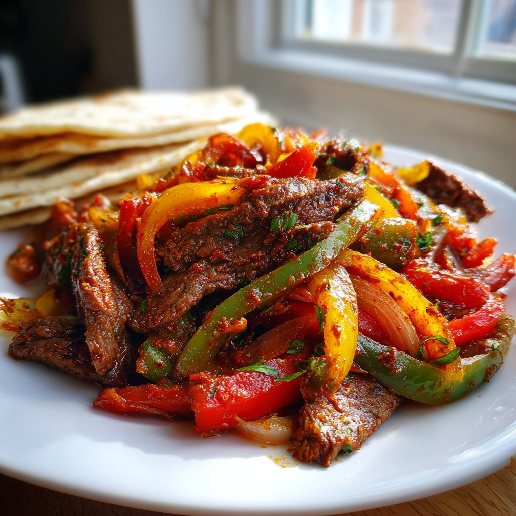 Kryddstark nötkött-fajitas luftfritös: 20 minuter för perfekt smak!